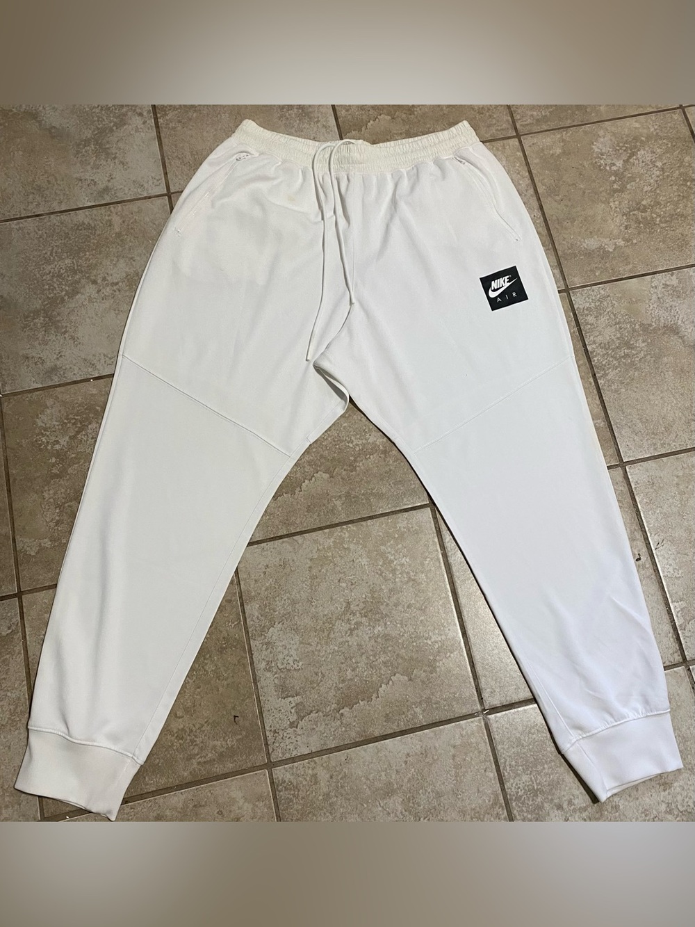 Nike Air Track Pants Men’s 3XL White Black Logo Joggers Zip Pockets
